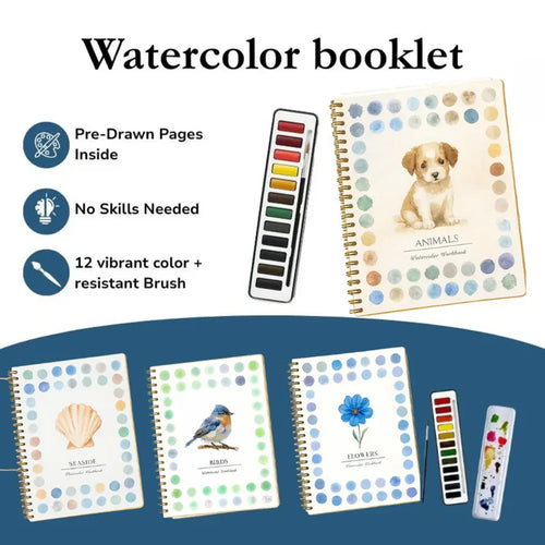 Complete Watercolor Book Set - FREE Watercolors and Brushes Included